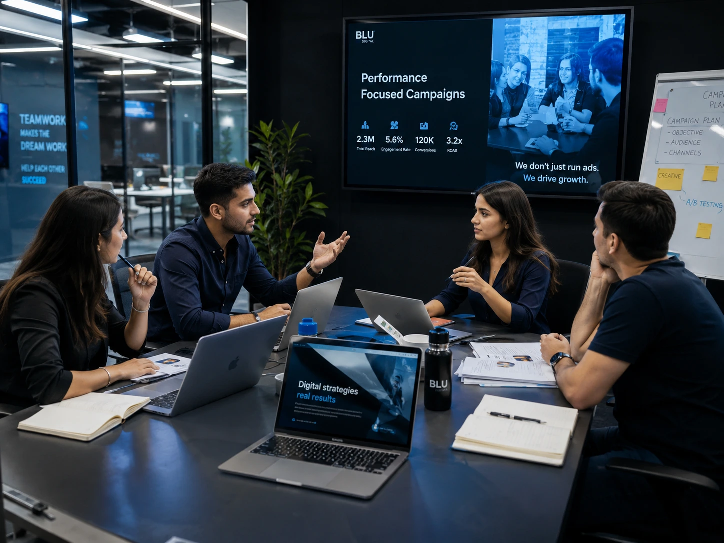 Pixelnorth team collaborating on a digital campaign
