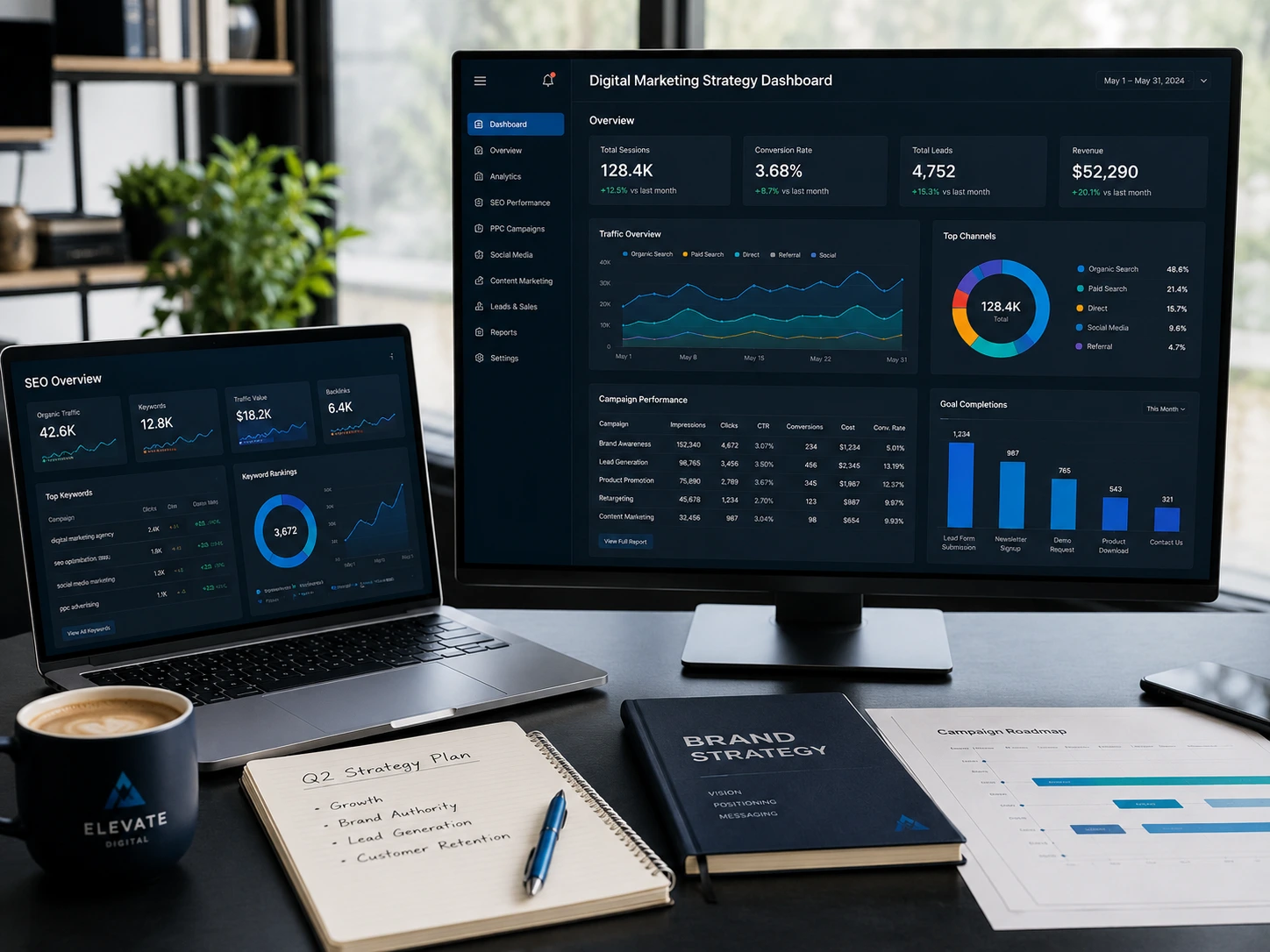 Digital strategy dashboard and performance reporting